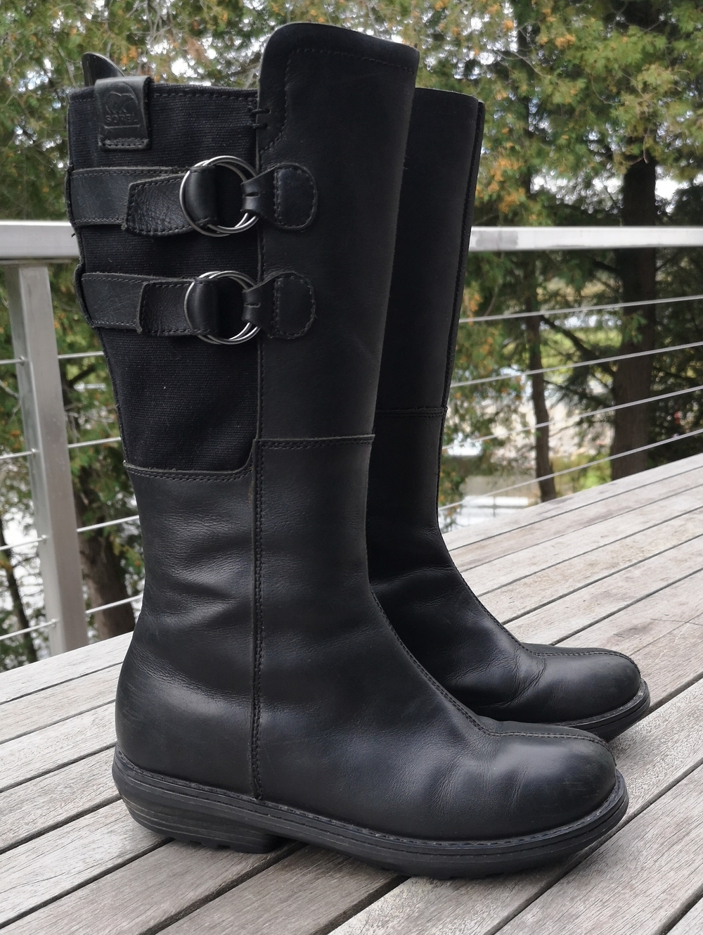Sorel tall black leather boots